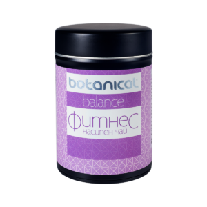 Fitness Balance Tea 80g – Calming Herbal Blend with Rooibos, Lavender, Lemon Balm, and Peppermint in a premium, stylish package for relaxation and emotional well-being.
