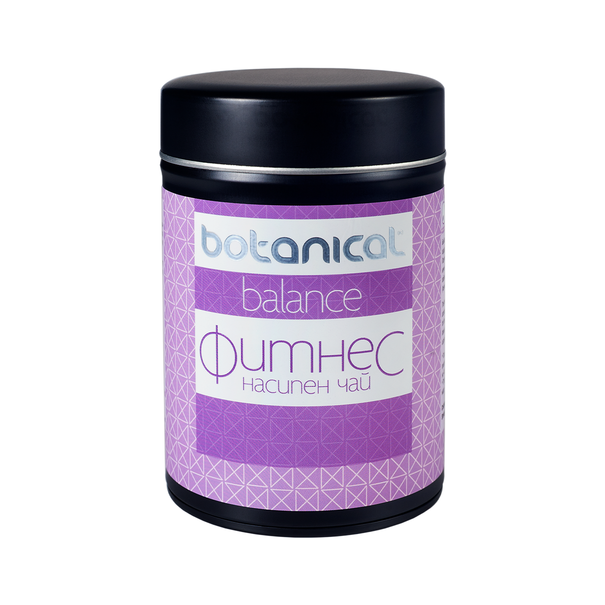 Fitness Balance Tea 80g – Calming Herbal Blend with Rooibos, Lavender, Lemon Balm, and Peppermint in a premium, stylish package for relaxation and emotional well-being.