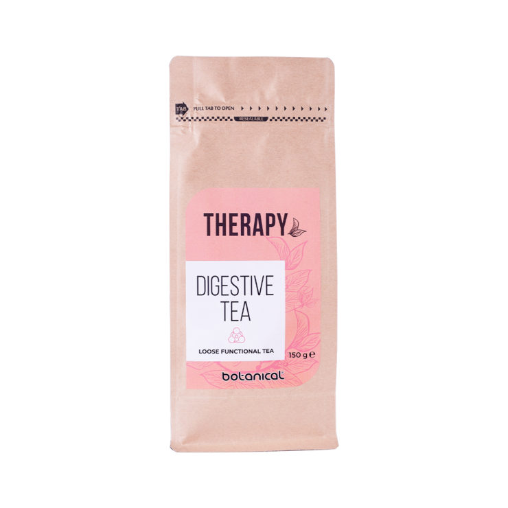 Digestive Therapy Tea 150g – Herbal Blend with Ginger, Fennel, Peppermint, and Milk Thistle for digestive comfort and bloating relief.