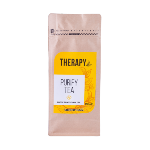 Purify Therapy Tea 150g – Cleansing Herbal Blend with Nettle, Ginger, Lemon Grass, and Rosehip for detoxification and wellness.
